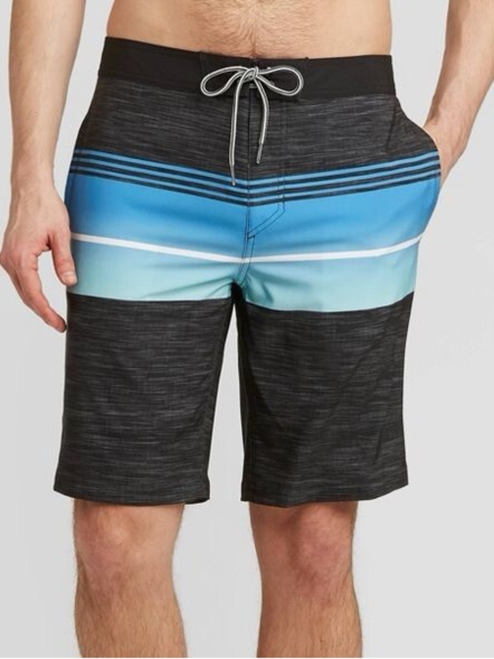 Goodfellow & Co 10" Transponder Gray Blue Stripe Swim Trunks Size 33